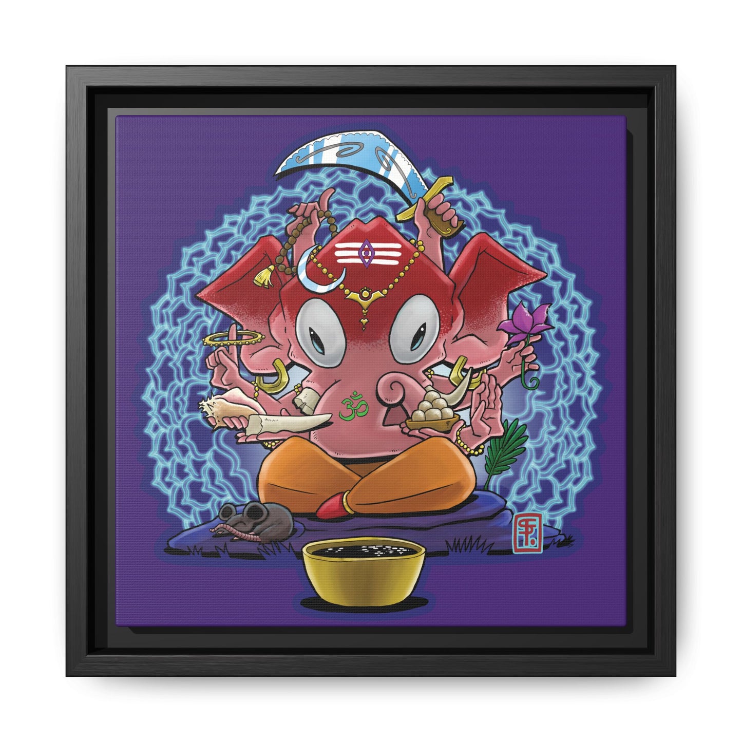Spiritual Ganesha Illustration Framed Matte Canvas