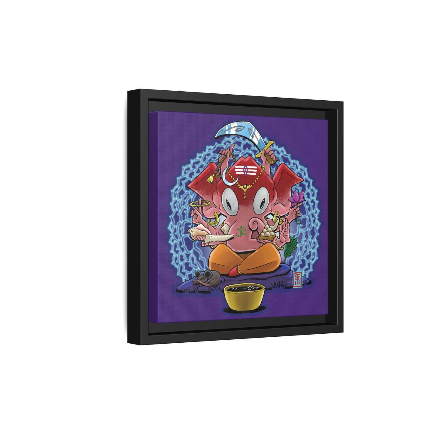 Spiritual Ganesha Illustration Framed Matte Canvas
