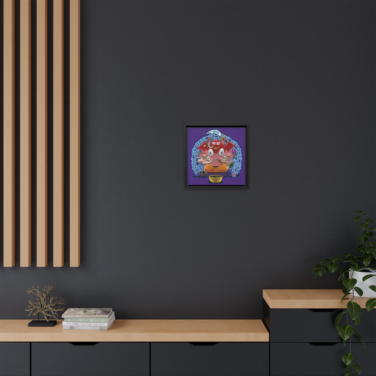 Spiritual Ganesha Illustration Framed Matte Canvas
