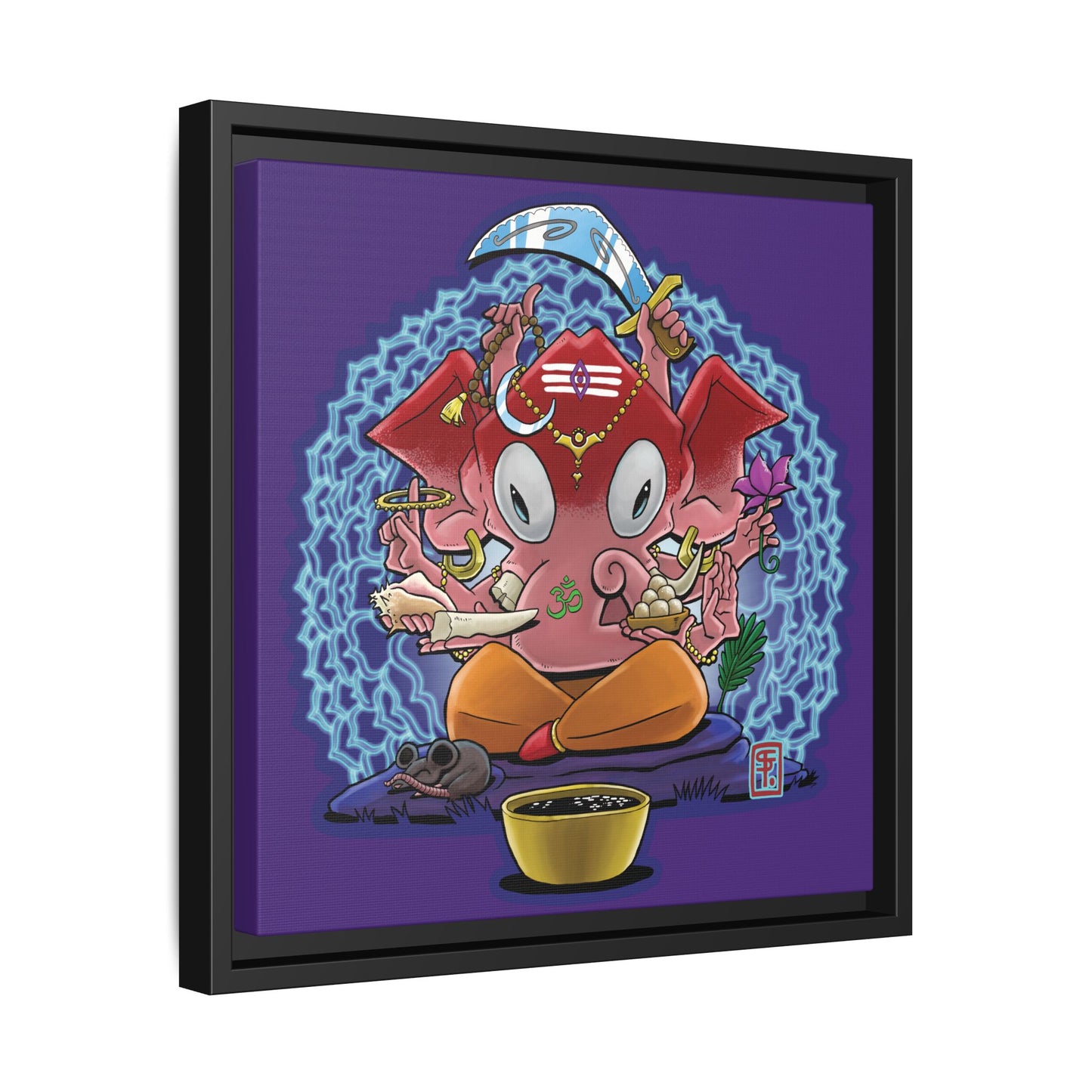 Spiritual Ganesha Illustration Framed Matte Canvas