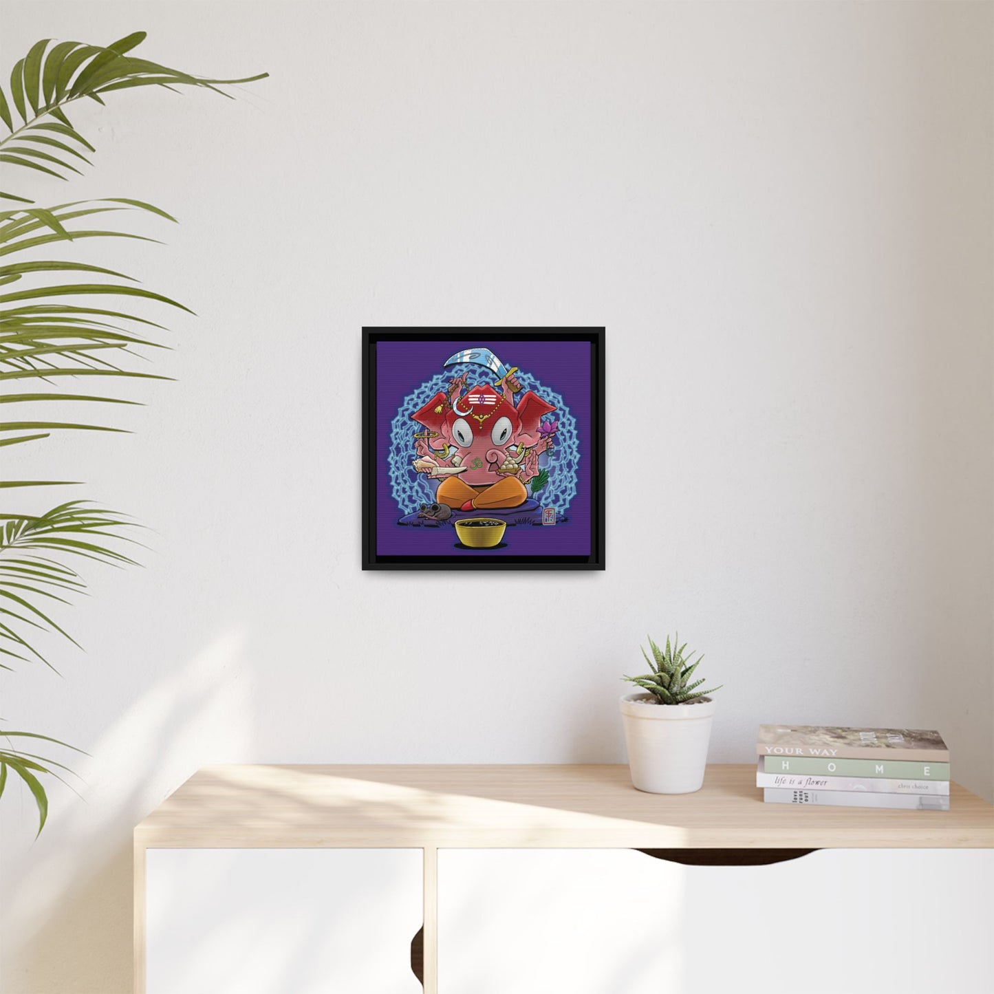 Spiritual Ganesha Illustration Framed Matte Canvas